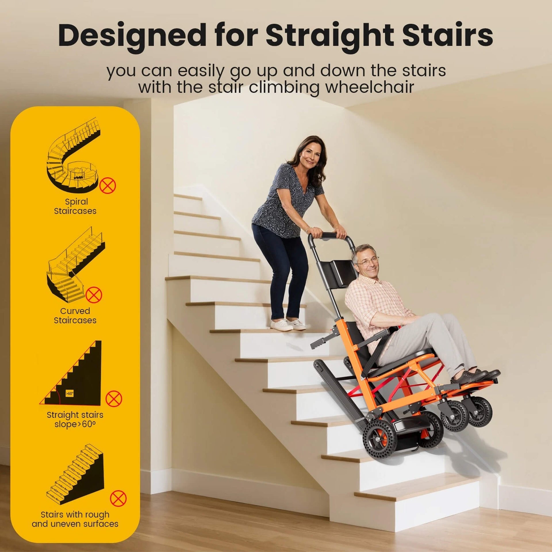 Heavy-Duty 440LBS Motorized Stair Climbing Wheelchair [FDA-Approved] (SAK47103)