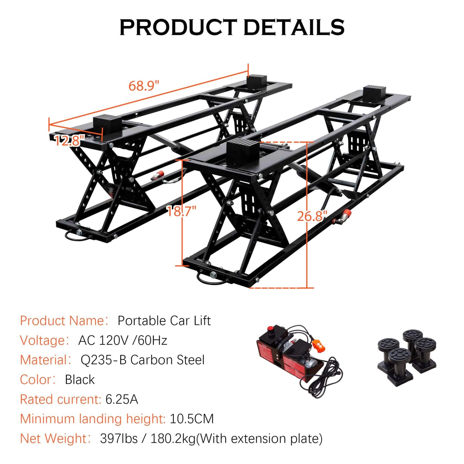 Heavy-Duty Portable 7000 LBS Car Lift Jack With Locking Levels (SAK10574)