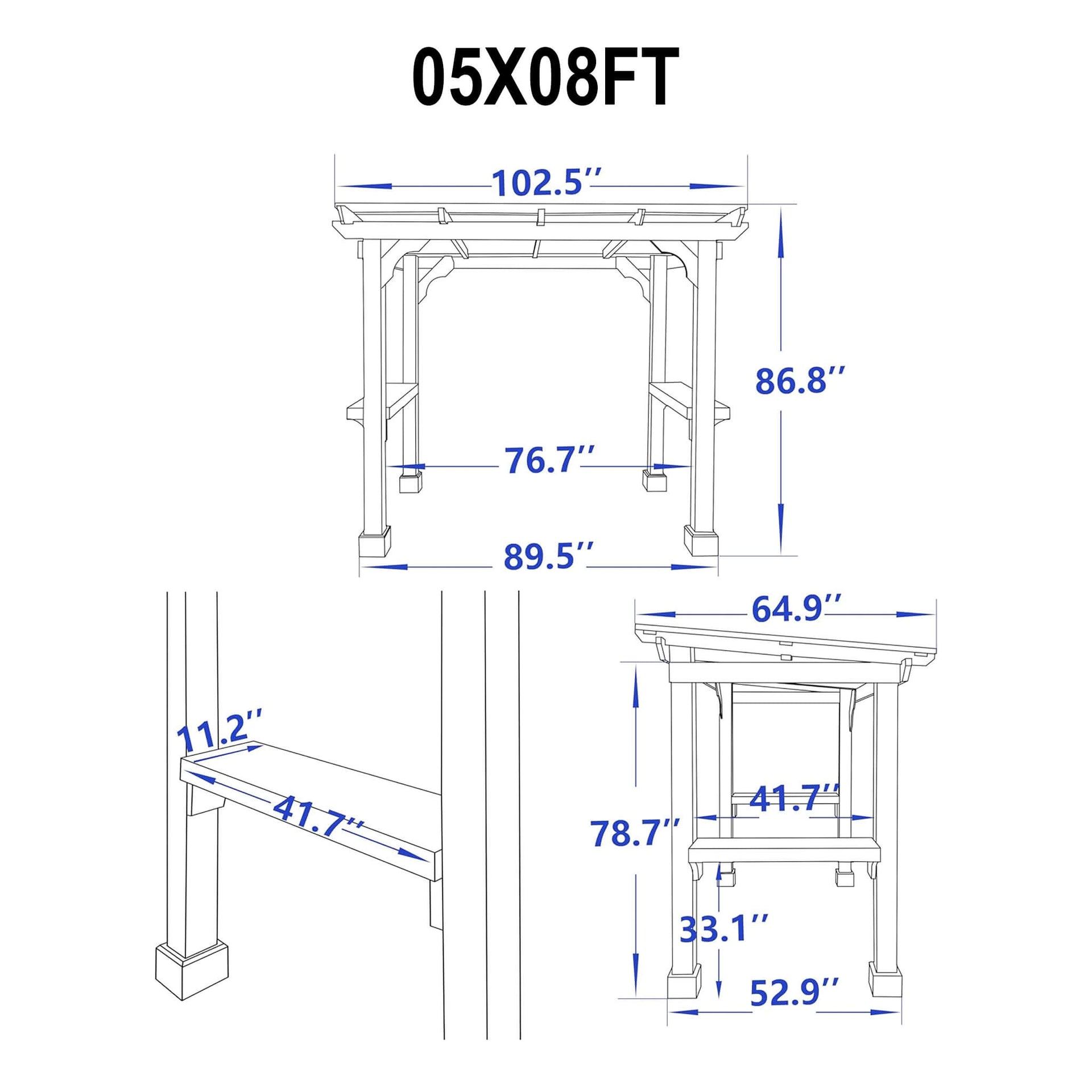 Heavy-Duty Premium Wooden Grill Gazebo With Sloped Metal Roof (SAK61583)