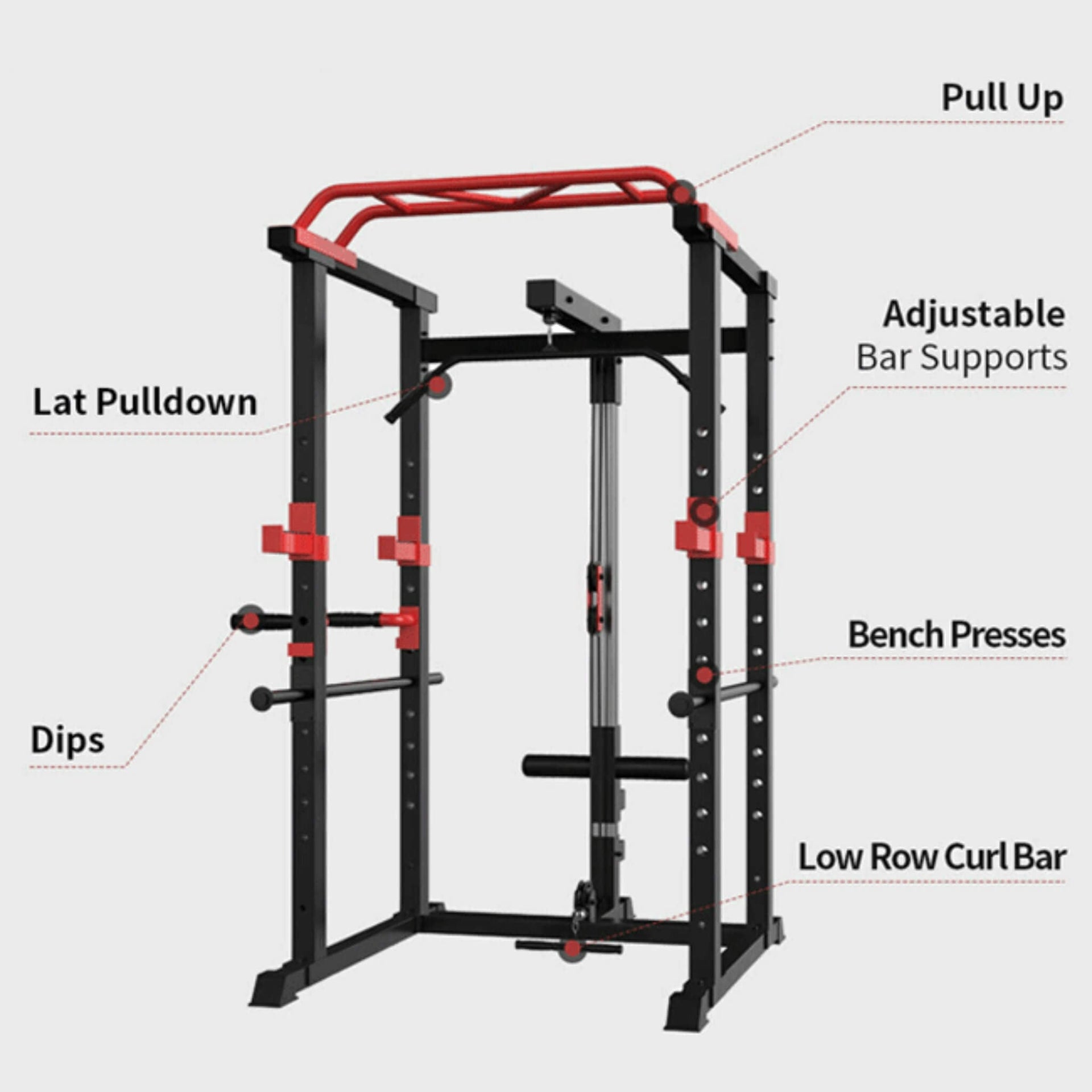 Heavy-Duty 1000LBS Professional Multi-Function Adjustable Power Cage Rack (SAK98149)
