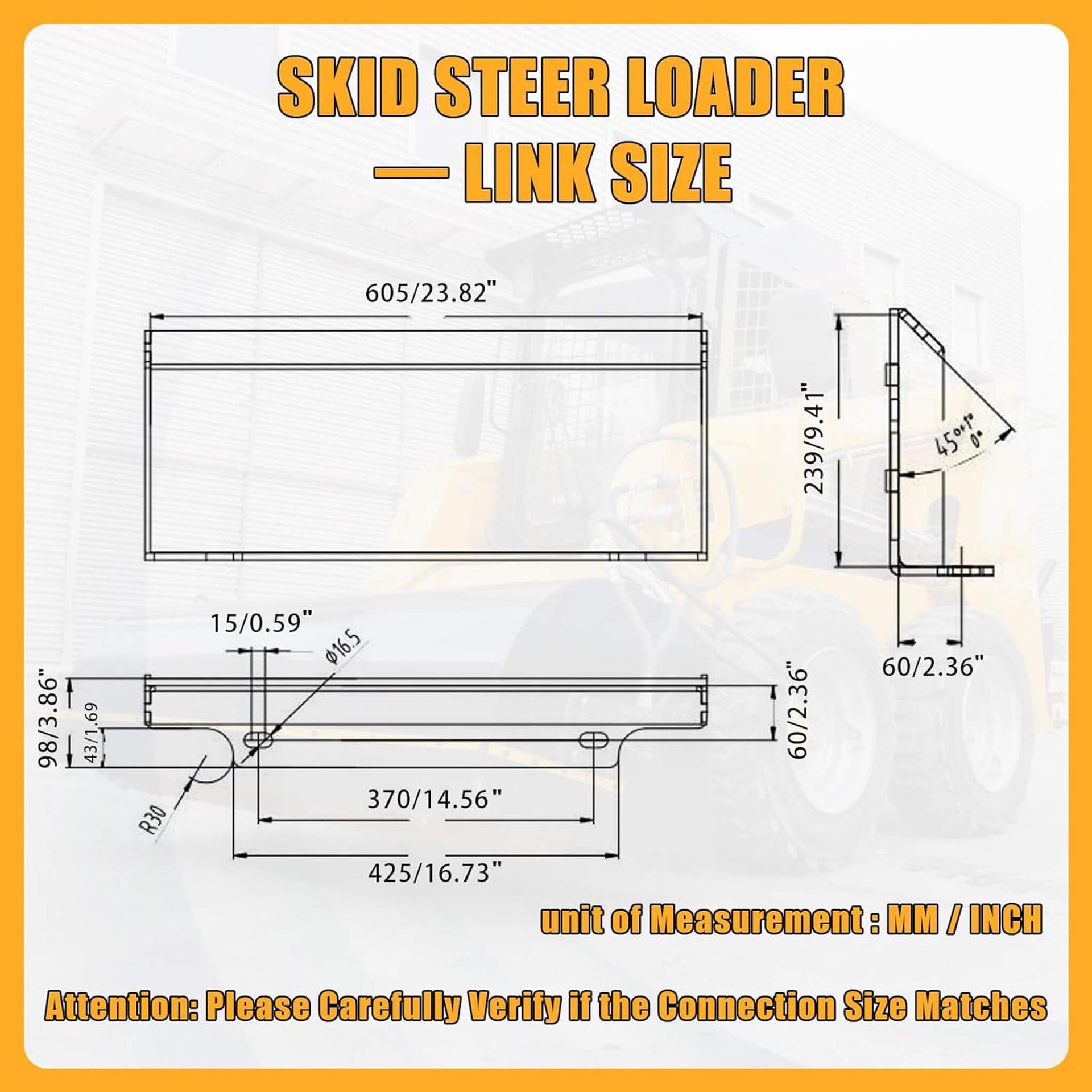 Heavy-Duty Skid Steer Pallet Fork Attachment With Lateral Shift (SAK29135)