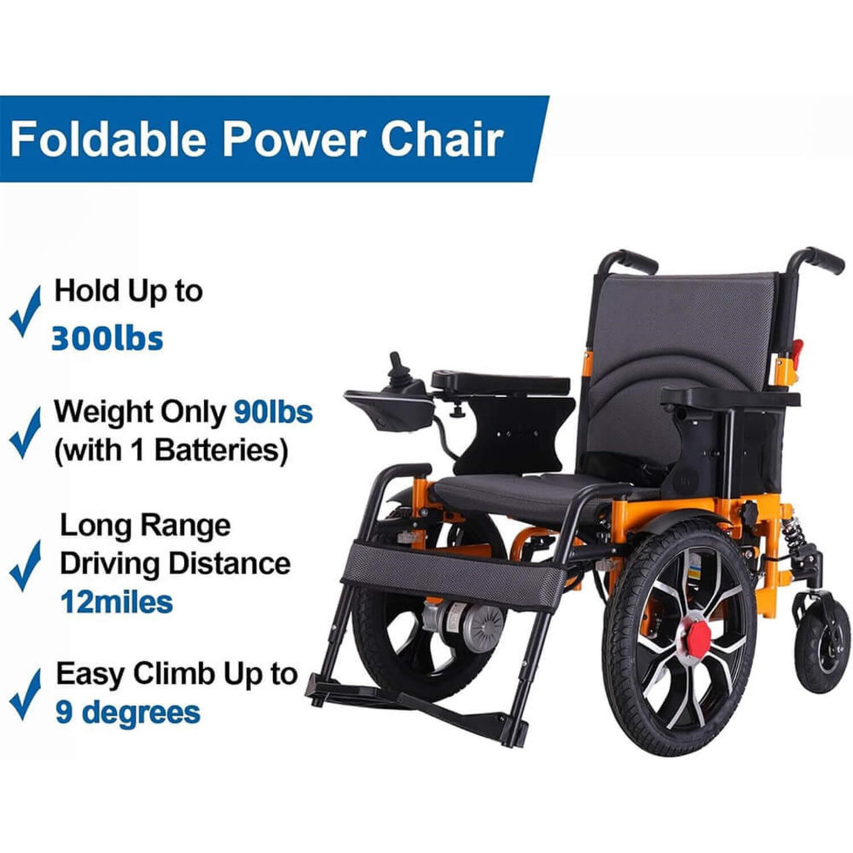 Heavy-Duty 300LBS Ultralight All-Terrain Electric Airplane-Approved Foldable Wheelchair (SAK63147)