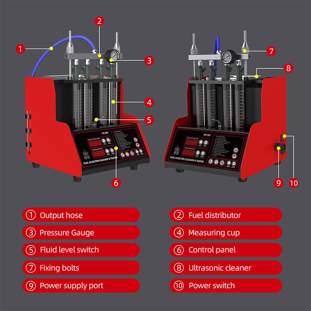 Heavy Duty Ultrasonic Fuel Gas Injector Car Cleaner Tester Machine, 4 Cylinder (97236540)