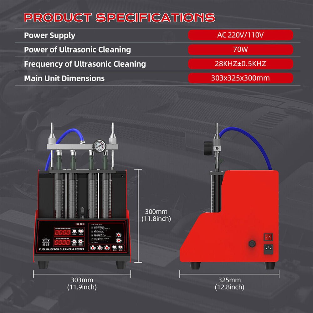 Heavy Duty Ultrasonic Fuel Gas Injector Car Cleaner Tester Machine, 4 Cylinder (97236540)