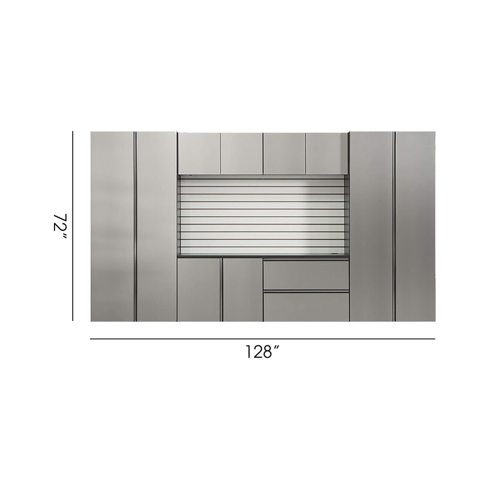 Heavy-Duty Wall-Mounted Metallic Gray Garage Cabinet Set With Soft Closing Doors And Drawers (SAK24368)