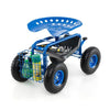 Heavy Duty Garden Cart with Tool Tray and 360 Swivel Seat-Blue - Blue
