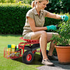 Heavy Duty Garden Cart with Tool Tray and 360 Swivel Seat-Red