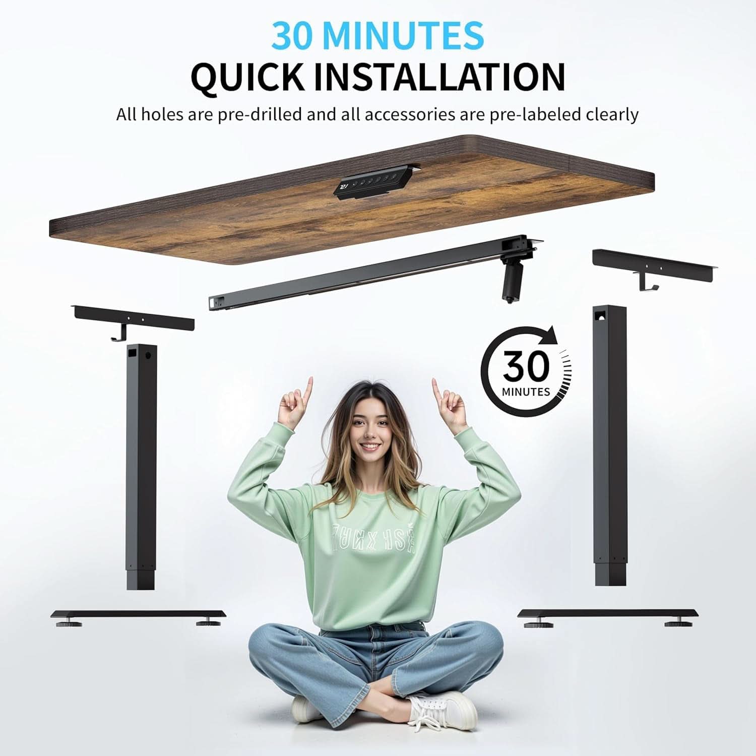 Height Adjustable Electric Standing Desk for Home Office