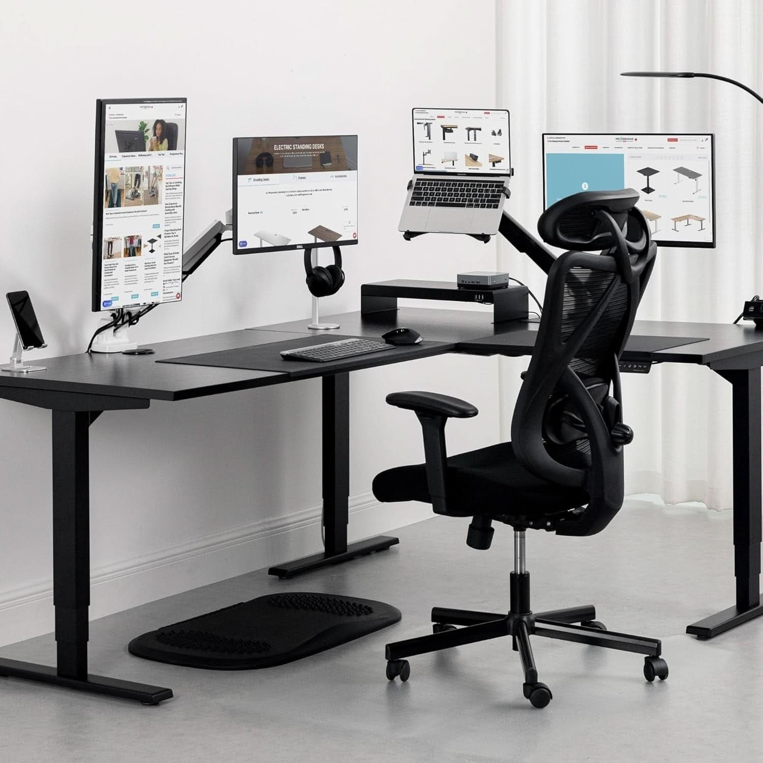 Height Adjustable L Shaped Standing Desk With Spacious Surface