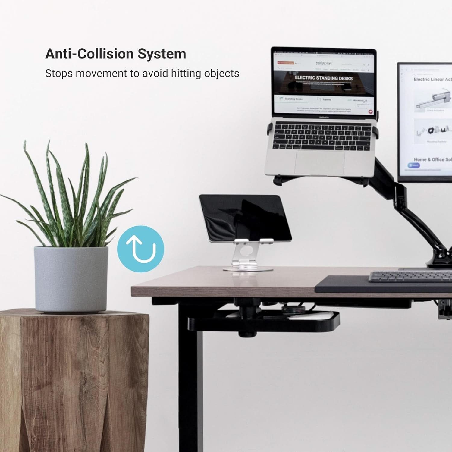 Height Adjustable L Shaped Standing Desk With Spacious Surface