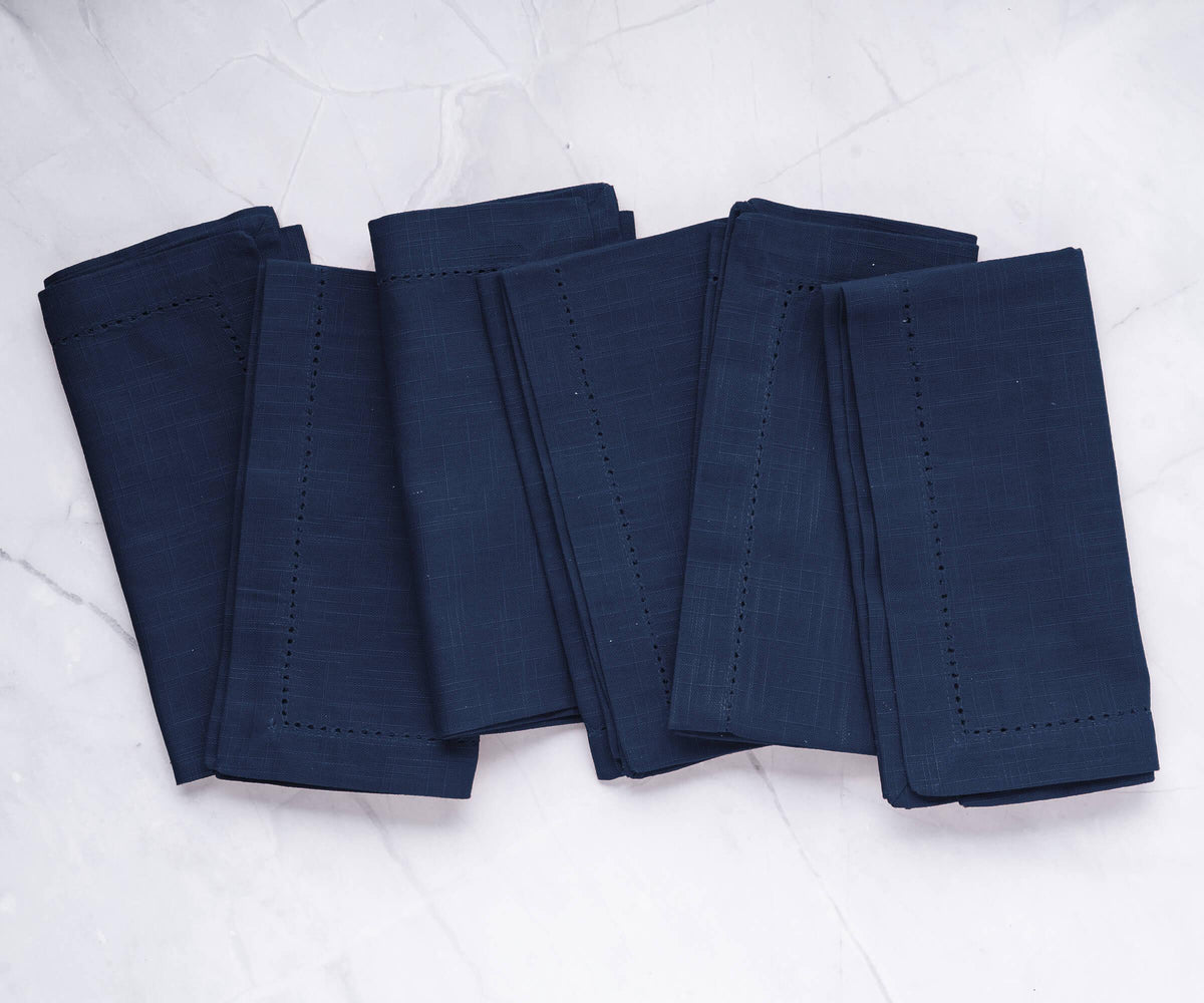 Navy Blue Hemstitch Napkins