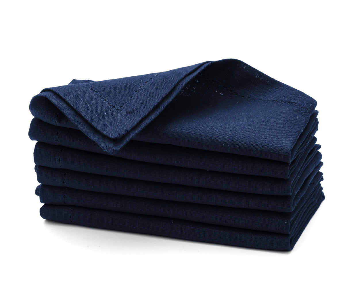 Navy Blue Hemstitch Napkins