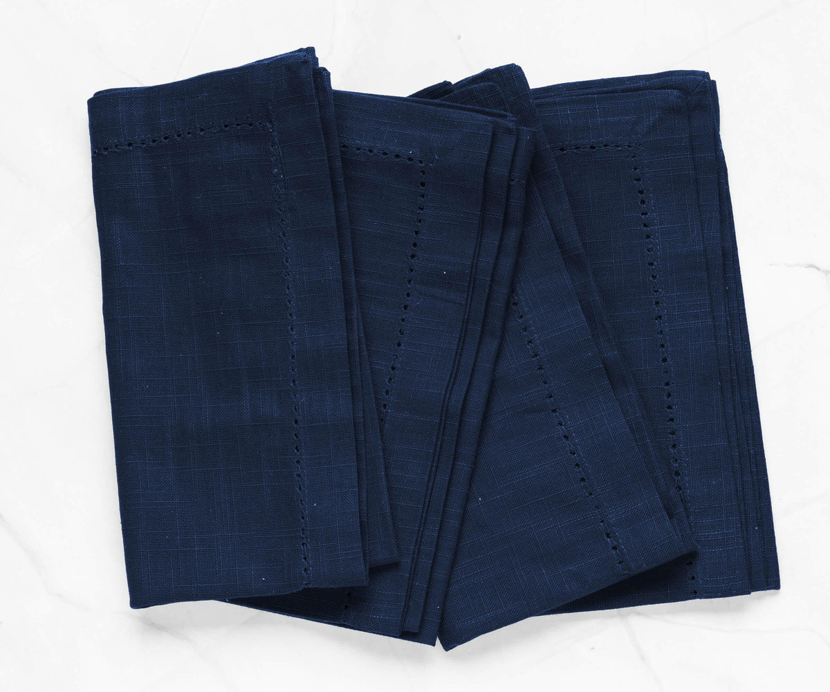 Navy Blue Hemstitch Napkins