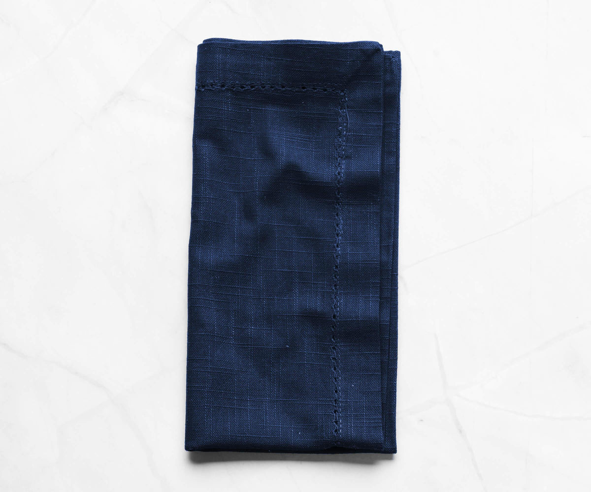 Navy Blue Hemstitch Napkins