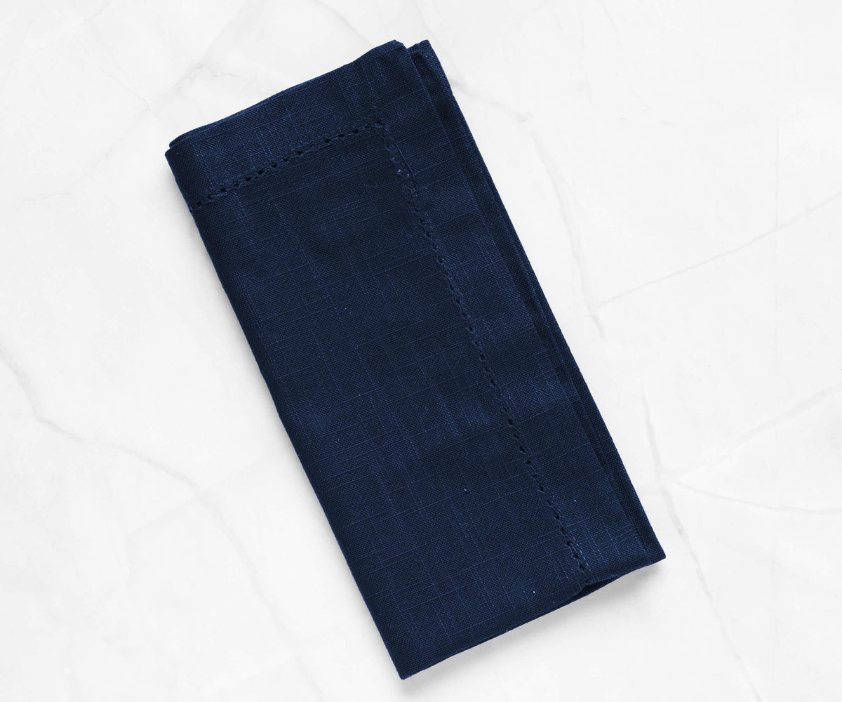 Navy Blue Hemstitch Napkins