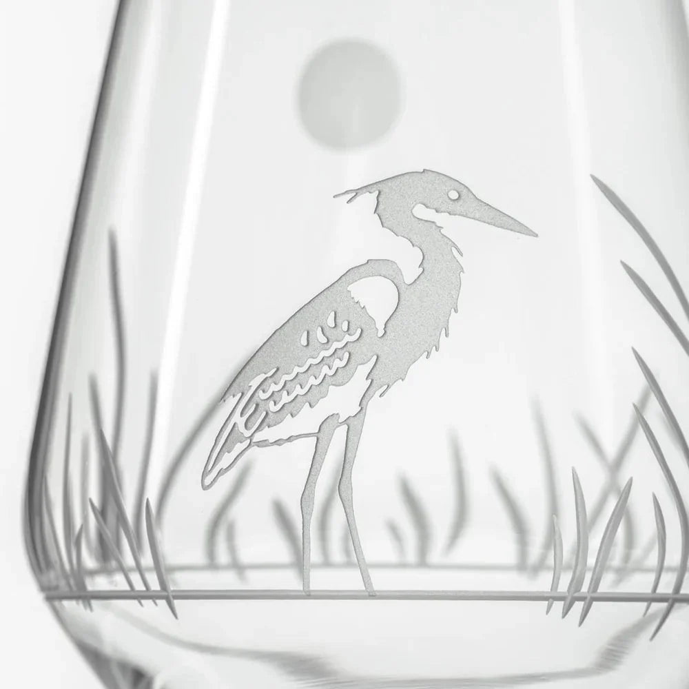 Heron Etched Glassware