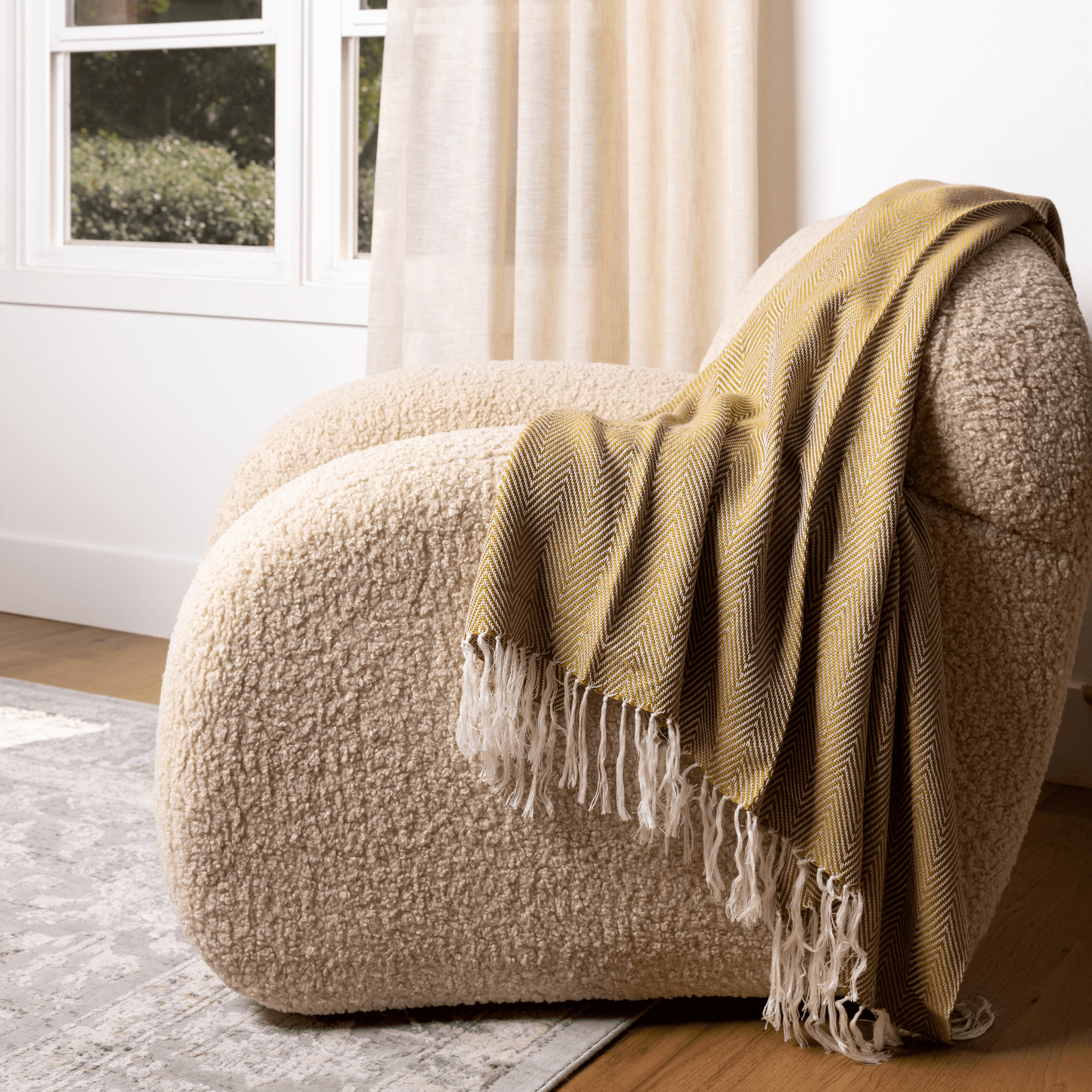 Hand Woven Herringbone Throw Blanket