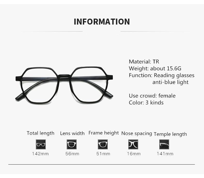 Hexagonal Frame for Women Men, Fashion Glasses Men And Women Reading Glasses Cute Clear Optical Glasses Frame Women Round Frame Retro Eyeglasses + 1.0 + 1.5 + 2.0 + 2.5 + 3.0 + 3.5 + 4.0