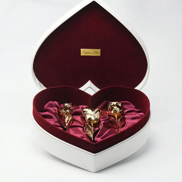 NEW - 3 Gold Dipped Roses 7