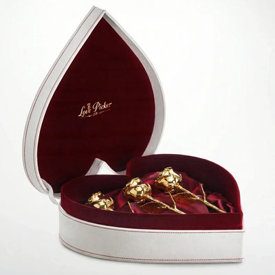 NEW - 3 Gold Dipped Roses 7