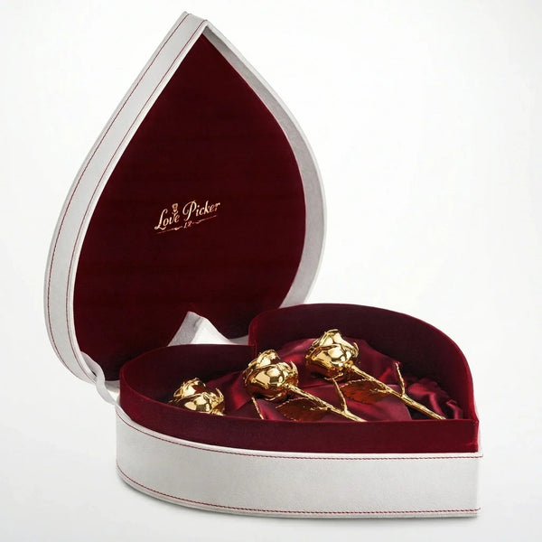 NEW - 3 Gold Dipped Roses 7