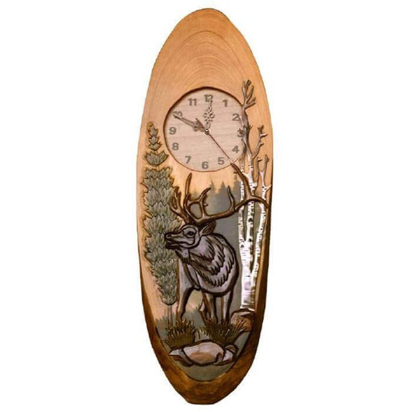 High Country Elk Hand Carved Clock - Gifts for You 'n Me