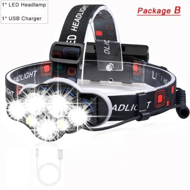 High Lumen Ultra Bright Powerful Rechargeable LED Headlamp  USB Head Lamp 7 LED Headlight Head Flashlight Waterproof Flashlight Head Torch For Outdoor Camping Cycling Running Fishing