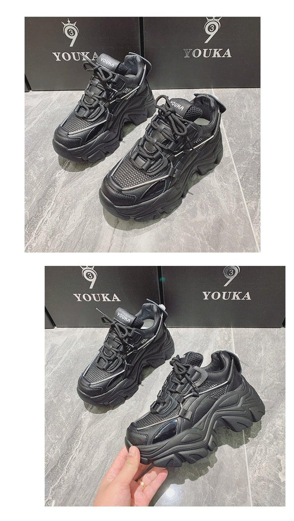 High Quality Chunky Sneakers Womens Platform Fashion Breathable Height Increased Thick Bottom Trainers High White Fashion Thick Soled Sports Walking Sneakers