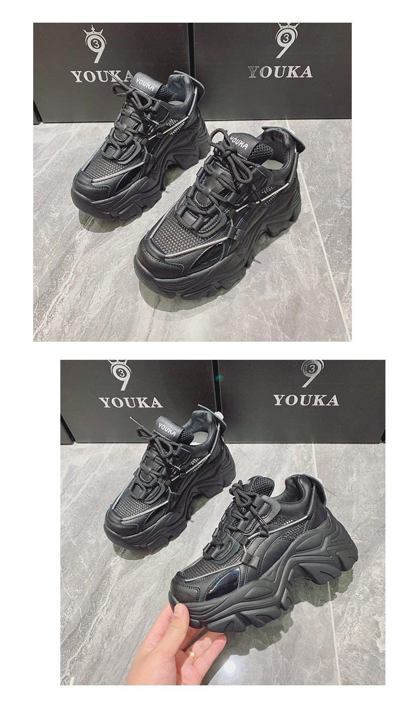 High Quality Chunky Sneakers Womens Platform Fashion Breathable Height Increased Thick Bottom Trainers High White Fashion Thick Soled Sports Walking Sneakers