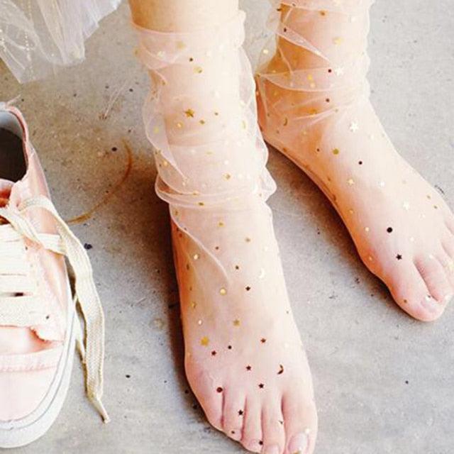 High Quality Lace Socks Women Transparent Mesh Ankle Socks Ladies Ultra-Thin Princess Tulle Socks For Women