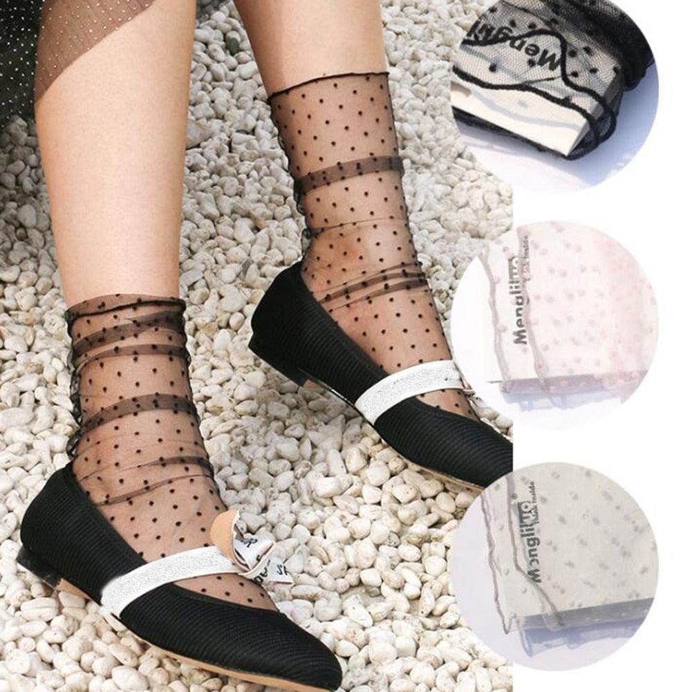 High Quality Lace Socks Women Transparent Mesh Ankle Socks Ladies Ultra-Thin Princess Tulle Socks For Women