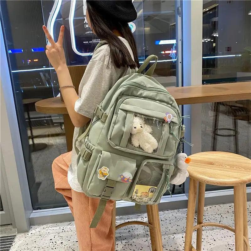 High Quality Nylon Large Capacity Waterproof Backpack For Female And Girls - Trendy College/Schoolbag