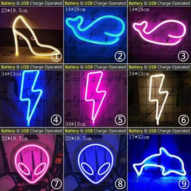 High Quality Wholesale LED Neon Night Light Sign Wall Art Sign Night Lamp Xmas Birthday Gift Wedding Party Wall Hanging Neon Lamp Home Decor