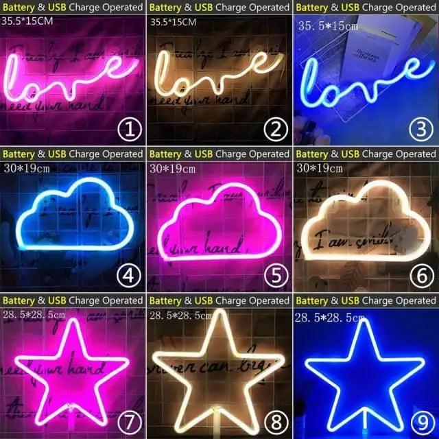 High Quality Wholesale LED Neon Night Light Sign Wall Art Sign Night Lamp Xmas Birthday Gift Wedding Party Wall Hanging Neon Lamp Home Decor