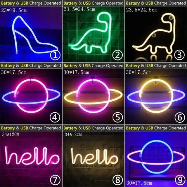 High Quality Wholesale LED Neon Night Light Sign Wall Art Sign Night Lamp Xmas Birthday Gift Wedding Party Wall Hanging Neon Lamp Home Decor
