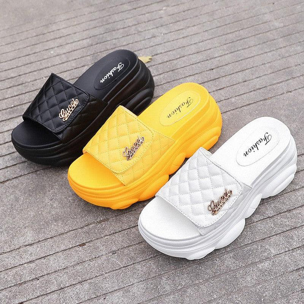 High Slippers Women Open Toe Sandals Summer Soft Slipper Indoor Outdoor Beach Shoes Comfort Platform Sandals Open Toe Leather Slippers Lightweight Flip Flops Shoes For Summer