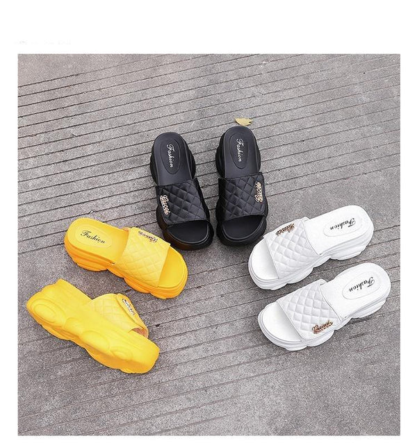 High Slippers Women Open Toe Sandals Summer Soft Slipper Indoor Outdoor Beach Shoes Comfort Platform Sandals Open Toe Leather Slippers Lightweight Flip Flops Shoes For Summer