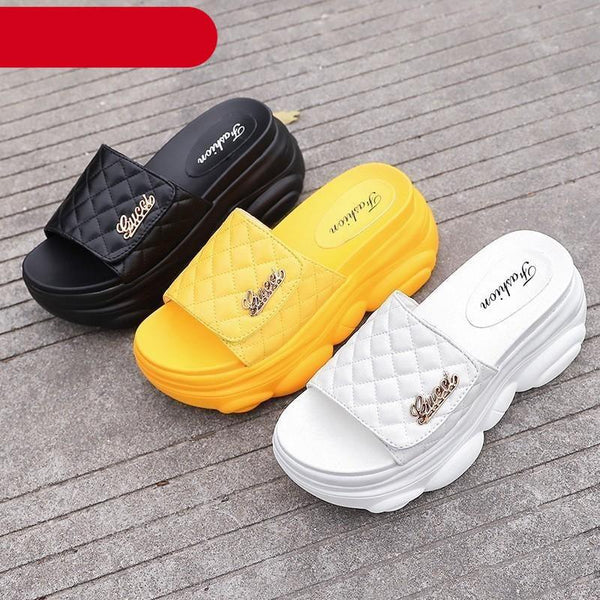 High Slippers Women Open Toe Sandals Summer Soft Slipper Indoor Outdoor Beach Shoes Comfort Platform Sandals Open Toe Leather Slippers Lightweight Flip Flops Shoes For Summer