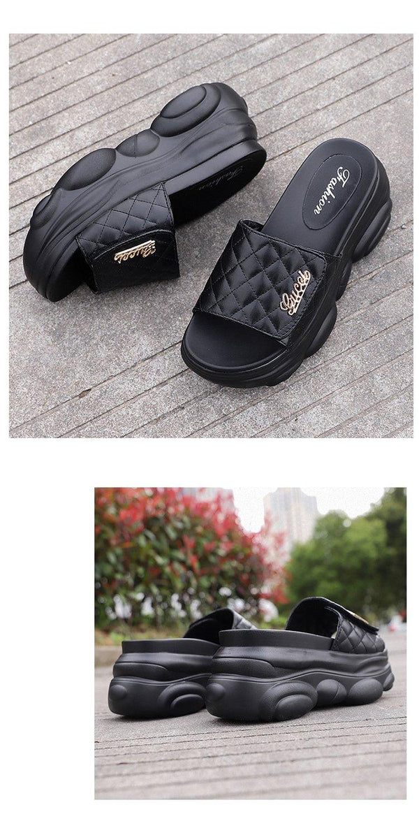 High Slippers Women Open Toe Sandals Summer Soft Slipper Indoor Outdoor Beach Shoes Comfort Platform Sandals Open Toe Leather Slippers Lightweight Flip Flops Shoes For Summer