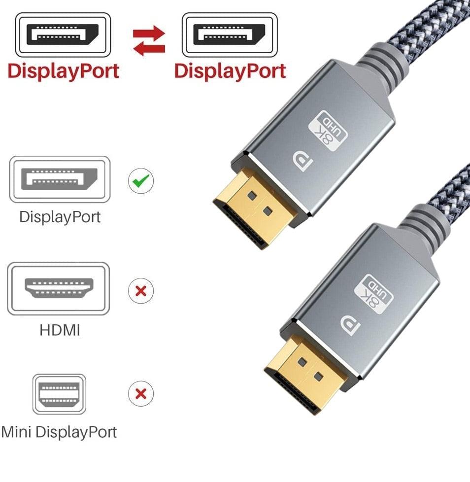 High Speed Display Port TV Cable Audio 8K Video Cable Compatible For PC And Laptop Portable Projector DP1.2 DP1.4 Lightweight Cable