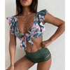 High Waist Bikini Ruffle Swimwear Women Print Swimsuit Push Up Bikinis Plus Size Bathing Suits Floral Beach Wear Bikini Swimsuits for Teen Girls