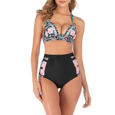 High Waist bikini Set Two Piece Bath Suit Athletic V Neck Swimwear Vintage Halter Swimming Suits Halter Bathing Suit Woman Swimsuit Female Plus Size Bikini Floral Print Swimwear Women New