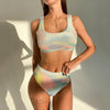 High Waist Bikinis Women Swimsuit Women High Waist Bikini Set Sports Bright Color Swimsuit Scoop Neck Cute Bathing Suit Swimwear Female Push Up Bikini Set Bathing Suit For Women