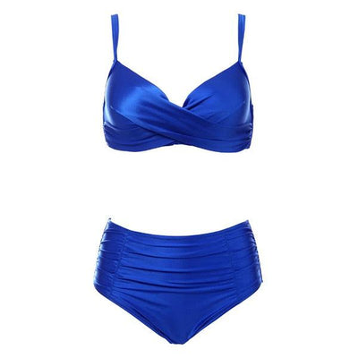 High Waist Bikinis Women Swimwear Summer Solid Color High-Grade Fabric Bikini Set Women's High Waist Swimsuit 2 Piece Bathing Suits Bikini Plus Size Swimwear Bathing Suit