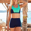 High Waist Sport Swimwear Women Women High Waist Bikini Set Sports Color Block Swimsuit Scoop Neck Athletic Bathing Suit  New Two Piece Swimsuit With Shorts Plus Size Set Female Comfy Swim Bathing Suit