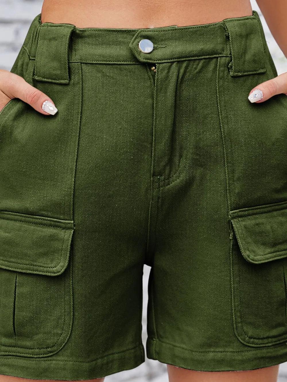 High Waist Washed Denim Shorts