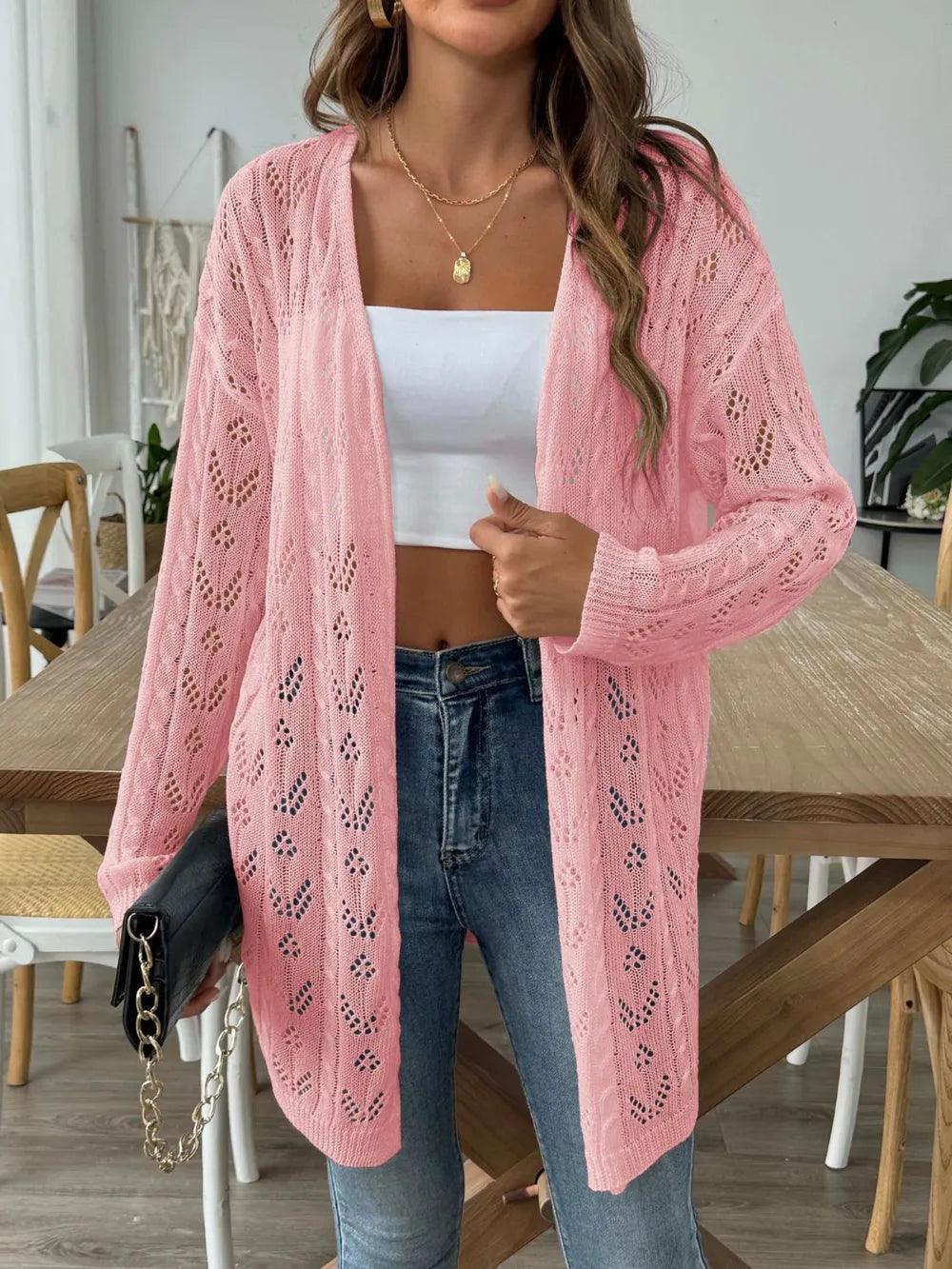 Hollow woven sweater without buttons air-conditioned sweater casual jacket