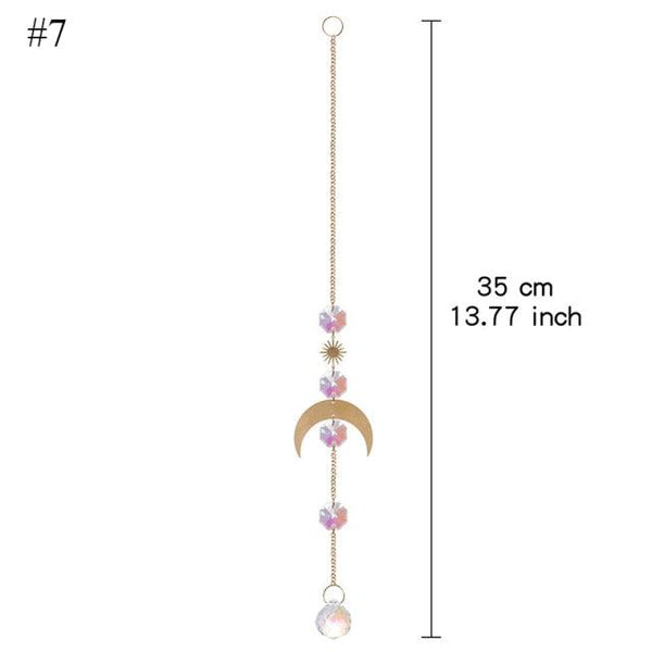 Home Decor Crystal Sun-catchers Window Pendant Hanging Curtain Wind-chimes Light Catcher Star Moon Pendant Rainbow Wind Chime Prisms Wind Chime Hanging Ornaments For Garden Home Christmas Decorations Gift