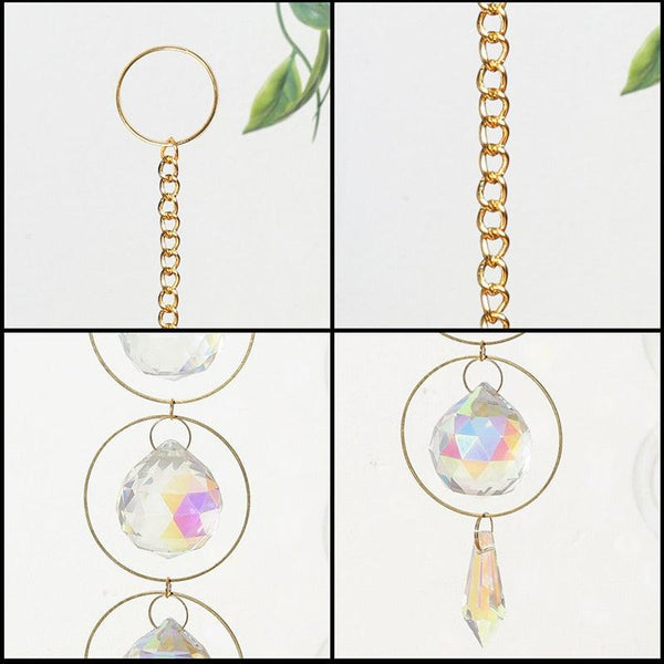 Home Decor Crystal Sun-catchers Window Pendant Hanging Curtain Wind-chimes Light Catcher Star Moon Pendant Rainbow Wind Chime Prisms Wind Chime Hanging Ornaments For Garden Home Christmas Decorations Gift