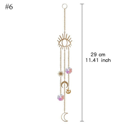 Home Decor Crystal Sun-catchers Window Pendant Hanging Curtain Wind-chimes Light Catcher Star Moon Pendant Rainbow Wind Chime Prisms Wind Chime Hanging Ornaments For Garden Home Christmas Decorations Gift